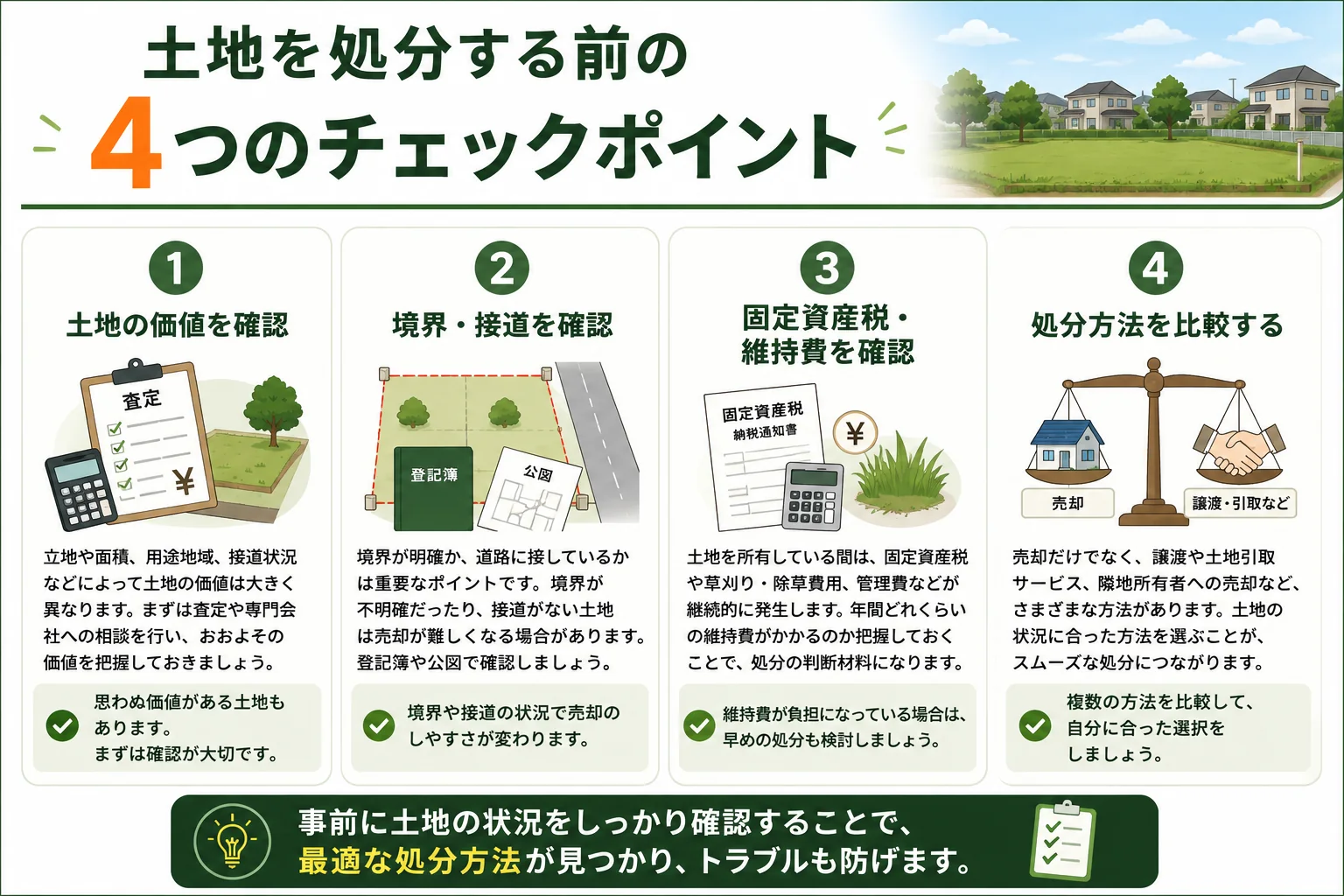 土地を処分する方法を徹底解説|売却・譲渡・引き取りまで紹介
