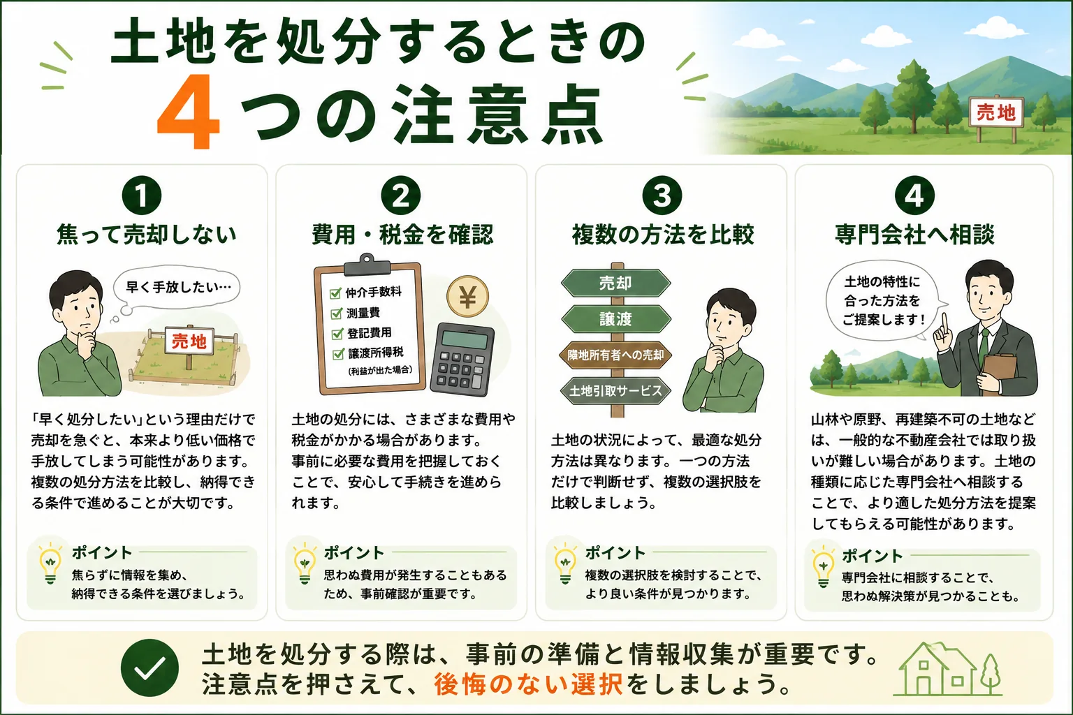 土地を処分する方法を徹底解説|売却・譲渡・引き取りまで紹介